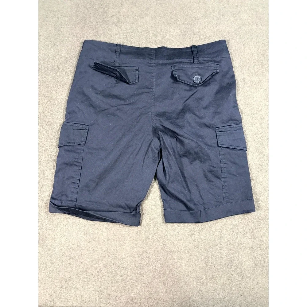 The Limited Drew Fit Cargo Shorts Women 12 Blue Cotton Stretch Flat Front Travel